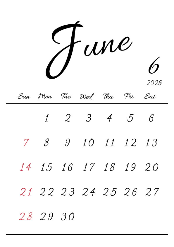 2026年令和8年シンプルでおしゃれな年間カレンダー