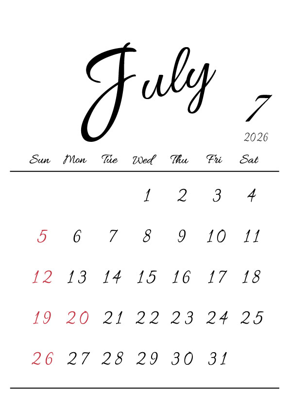 2026年令和8年シンプルでおしゃれな年間カレンダー