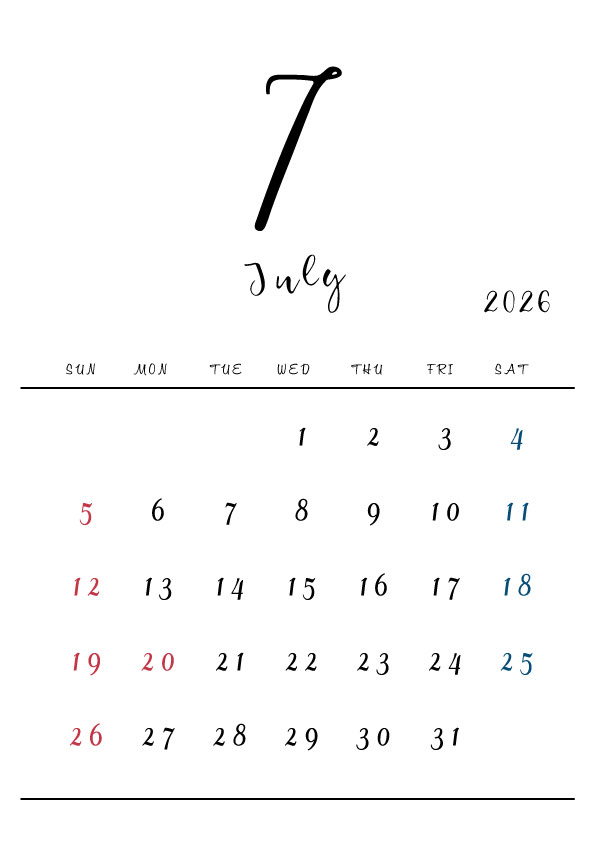 2026年令和8年シンプルでおしゃれな年間カレンダー