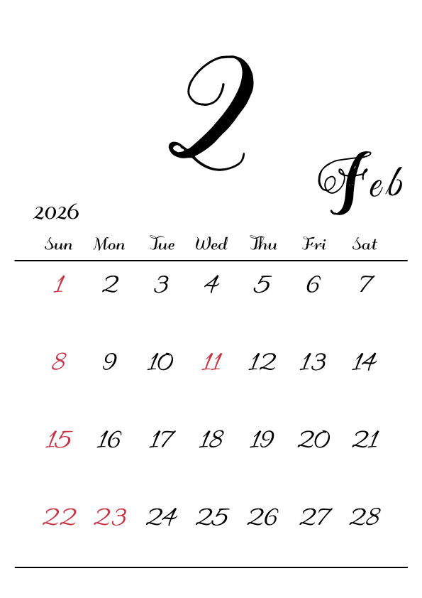 2026年令和8年カレンダー 縦型04 | CALENDAR SITE