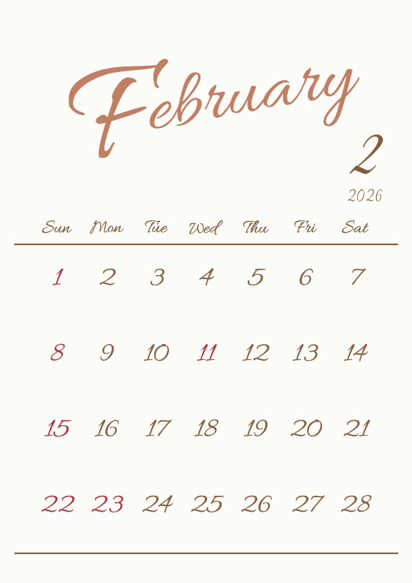 2026年令和8年シンプルでおしゃれな年間カレンダー