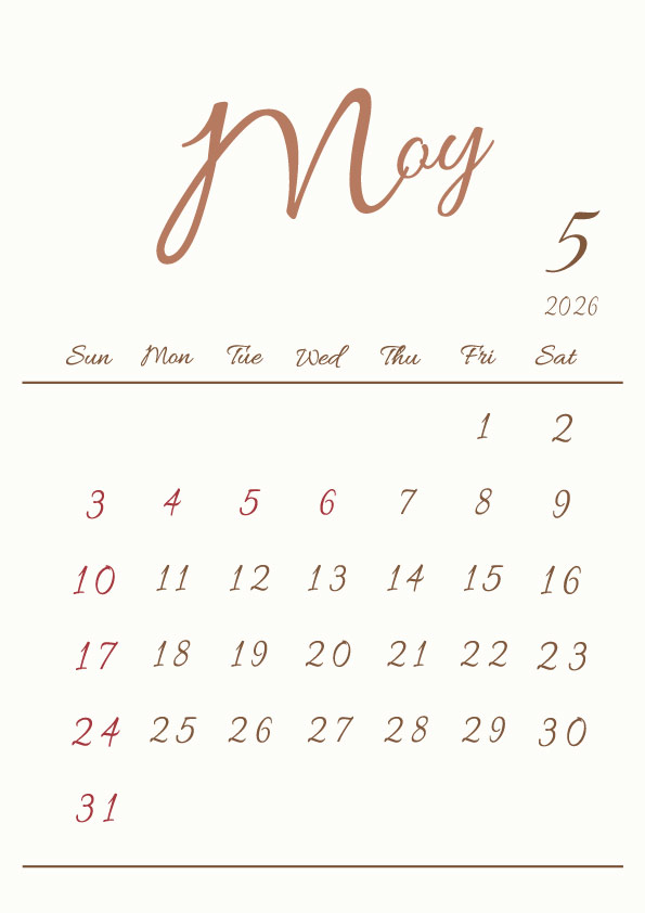 2026年令和8年シンプルでおしゃれな年間カレンダー