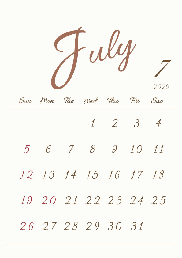 2026年令和8年シンプルでおしゃれな年間カレンダー