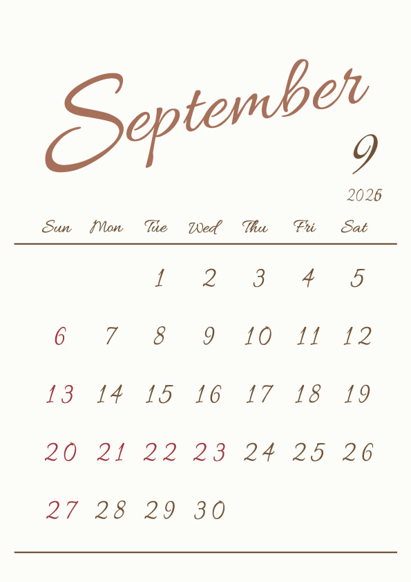 2026年令和8年シンプルでおしゃれな年間カレンダー