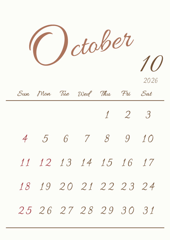 2026年令和8年シンプルでおしゃれな年間カレンダー