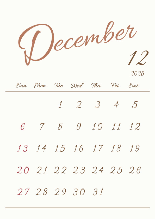 2026年令和8年シンプルでおしゃれな年間カレンダー