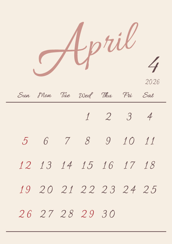 2026年令和8年シンプルでおしゃれな年間カレンダー