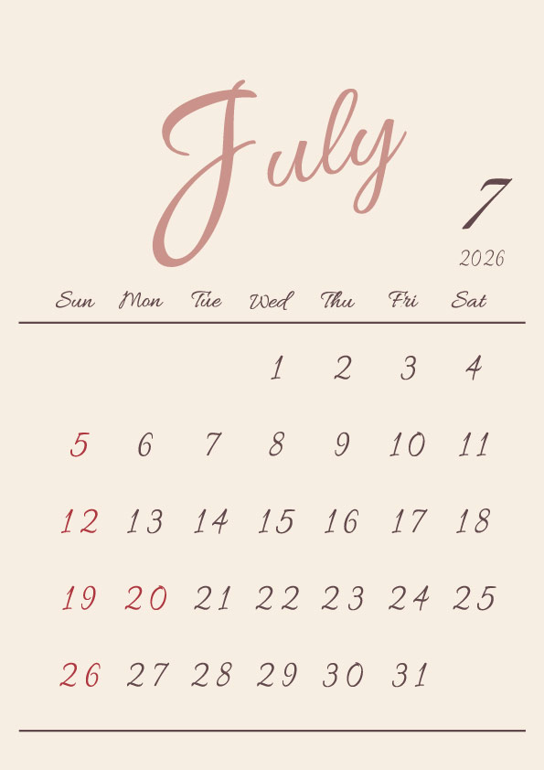 2026年令和8年シンプルでおしゃれな年間カレンダー