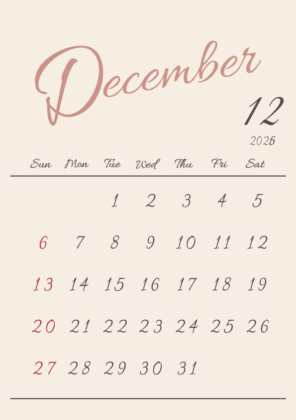 2026年令和8年シンプルでおしゃれな年間カレンダー