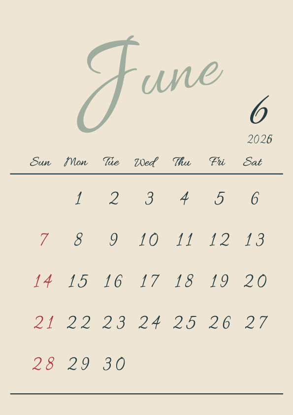 2026年令和8年シンプルでおしゃれな年間カレンダー