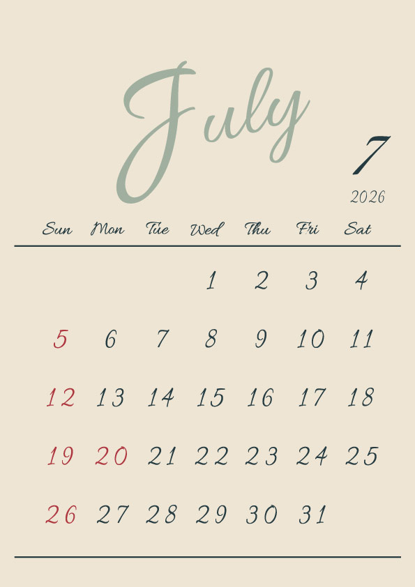 2026年令和8年シンプルでおしゃれな年間カレンダー