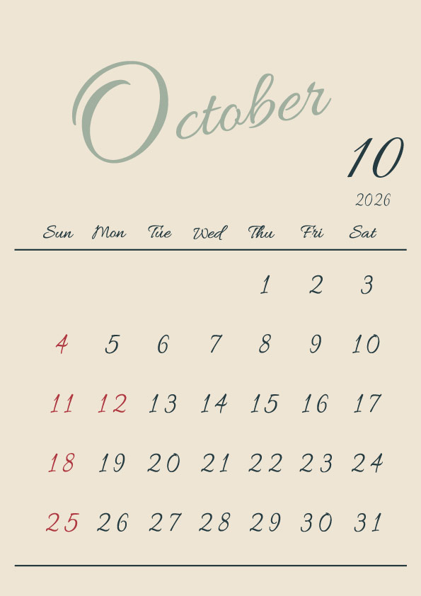 2026年令和8年シンプルでおしゃれな年間カレンダー