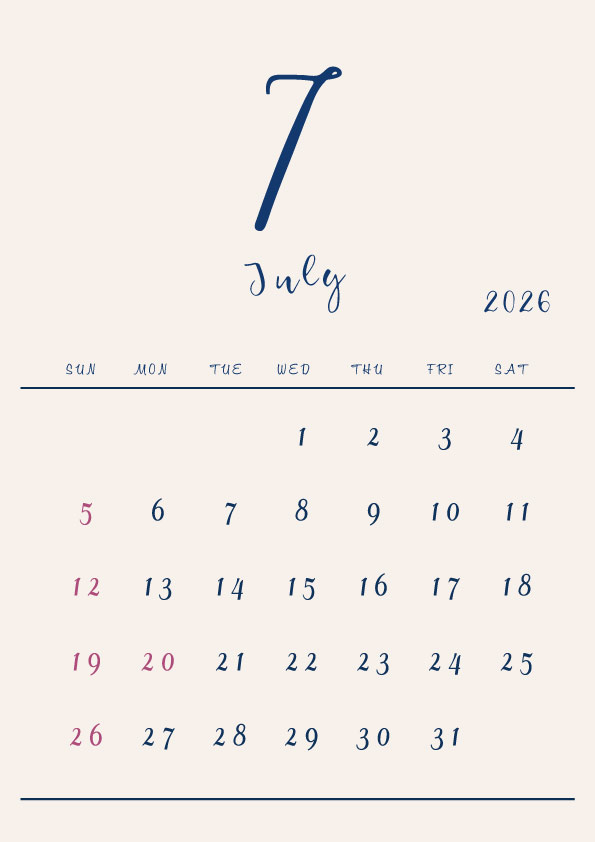 2026年令和8年シンプルでおしゃれな年間カレンダー