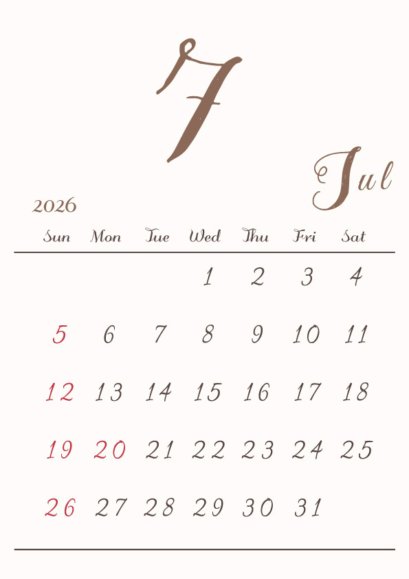 2026年令和8年シンプルでおしゃれな年間カレンダー