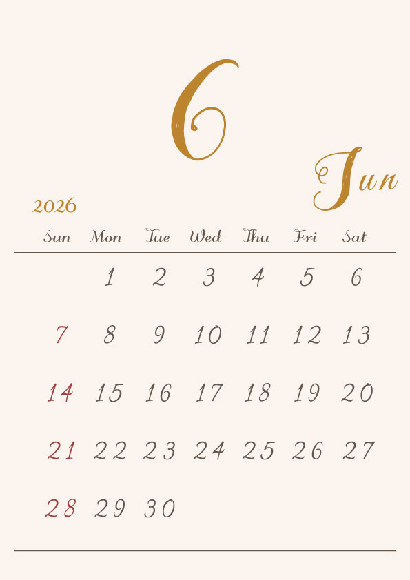 2026年令和8年シンプルでおしゃれな年間カレンダー