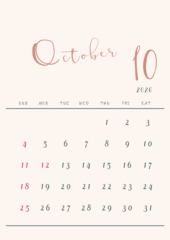 2026年令和8年シンプルでおしゃれなカレンダー年間カレンダー