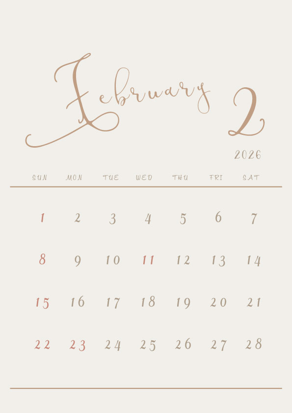 2026年令和8年シンプルでおしゃれなカレンダー年間カレンダー