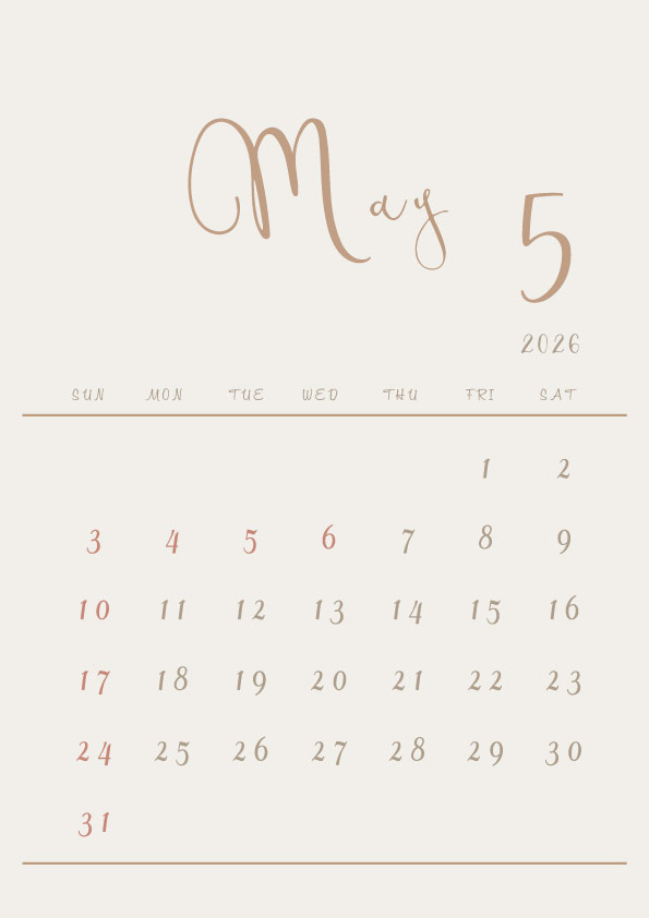 2026年令和8年シンプルでおしゃれなカレンダー年間カレンダー