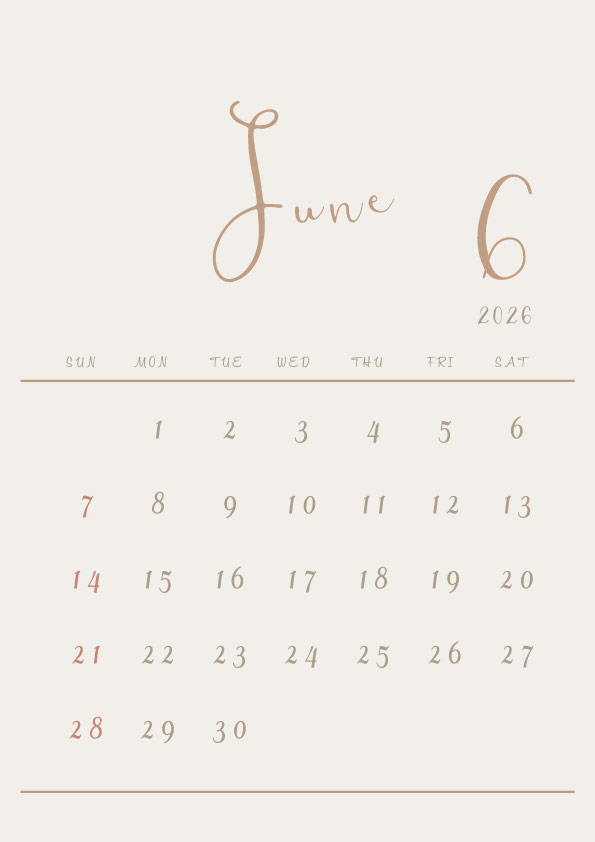 2026年令和8年シンプルでおしゃれなカレンダー年間カレンダー