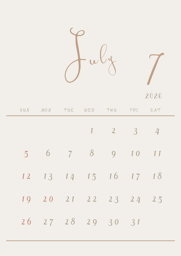 2026年令和8年シンプルでおしゃれなカレンダー年間カレンダー