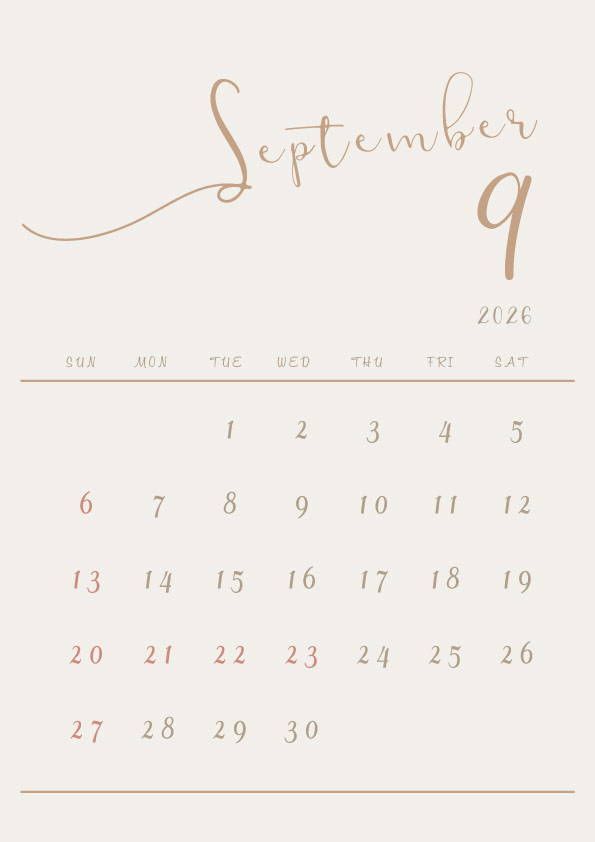 2026年令和8年シンプルでおしゃれなカレンダー年間カレンダー