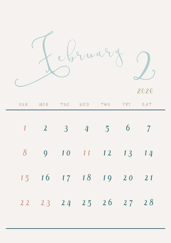 2026年令和8年シンプルでおしゃれなカレンダー年間カレンダー