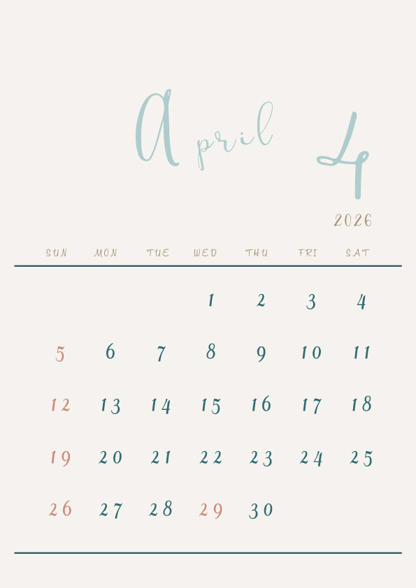 2026年令和8年シンプルでおしゃれなカレンダー年間カレンダー