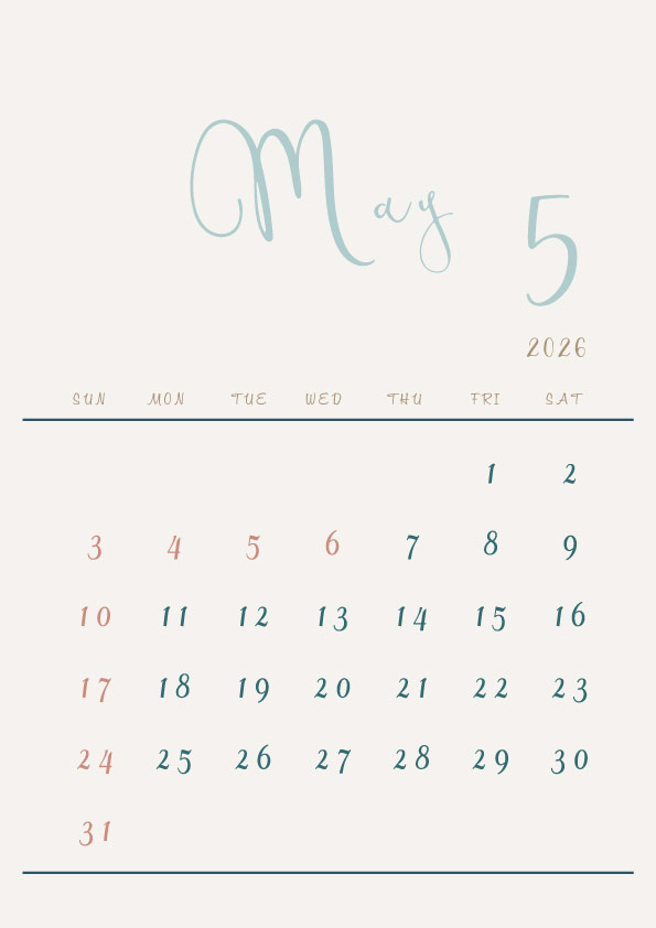 2026年令和8年シンプルでおしゃれなカレンダー年間カレンダー