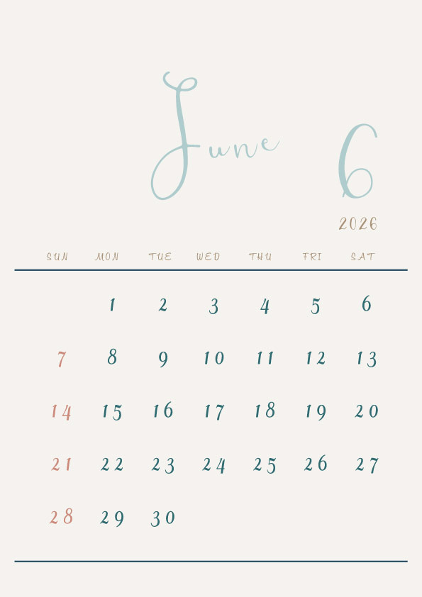 2026年令和8年シンプルでおしゃれなカレンダー年間カレンダー