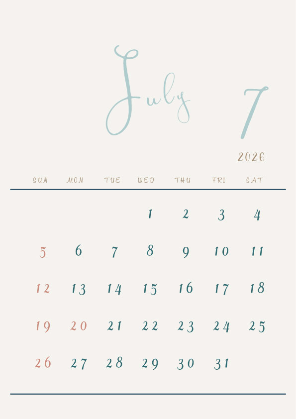 2026年令和8年シンプルでおしゃれなカレンダー年間カレンダー