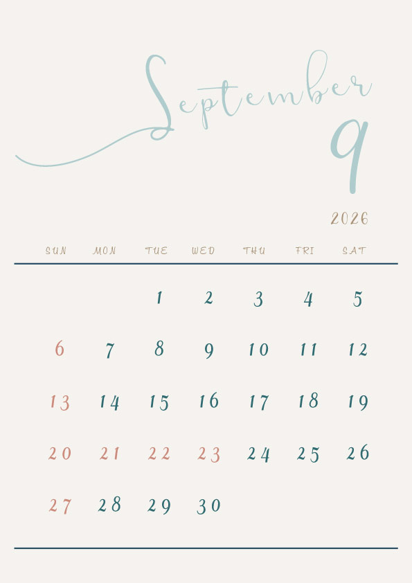 2026年令和8年シンプルでおしゃれなカレンダー年間カレンダー