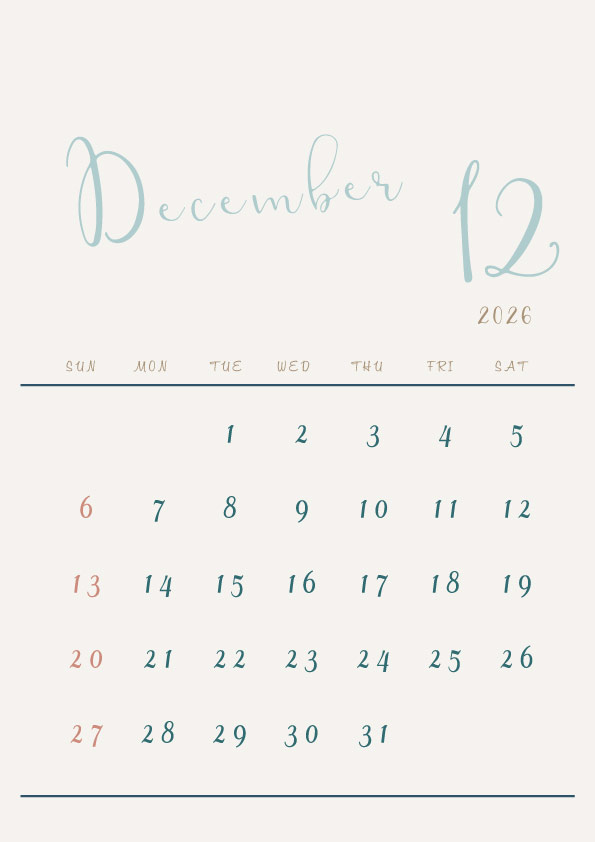 2026年令和8年シンプルでおしゃれなカレンダー年間カレンダー