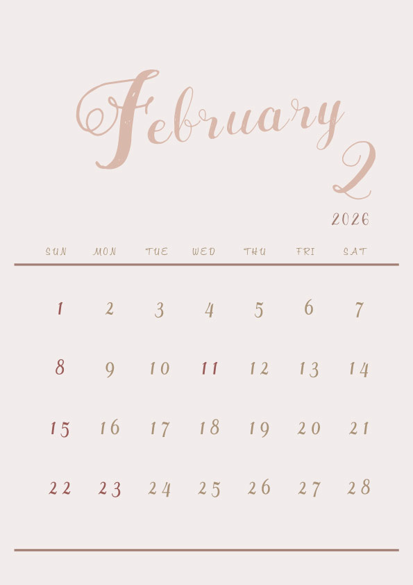 2026年令和8年シンプルでおしゃれなカレンダー年間カレンダー