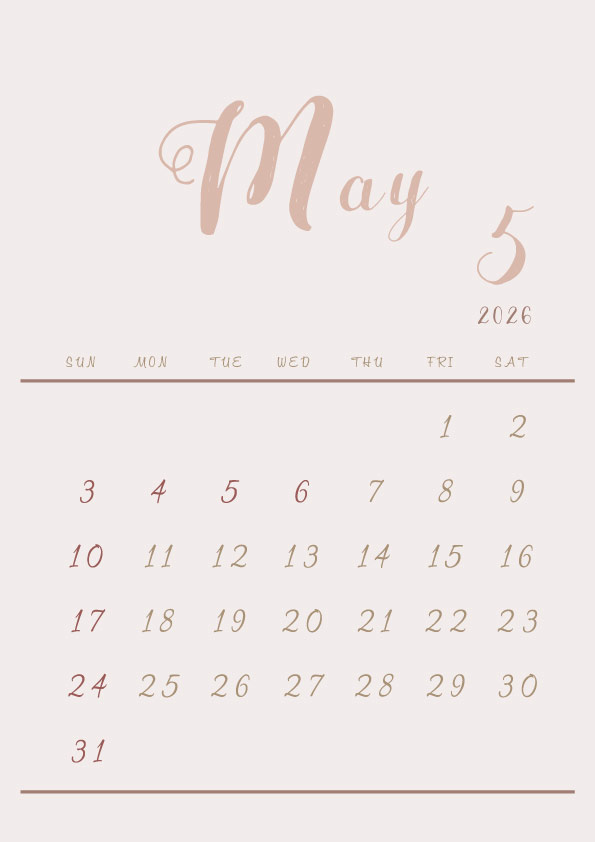 2026年令和8年シンプルでおしゃれなカレンダー年間カレンダー