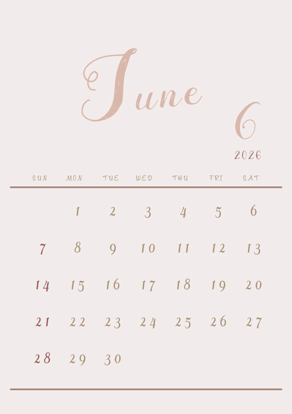 2026年令和8年シンプルでおしゃれなカレンダー年間カレンダー