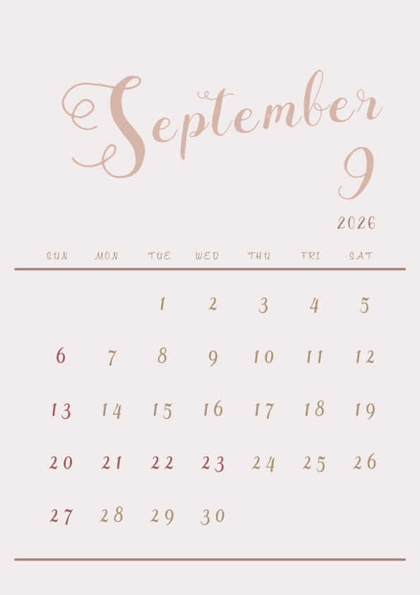 2026年令和8年シンプルでおしゃれなカレンダー年間カレンダー