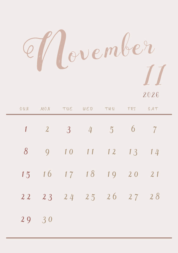 2026年令和8年シンプルでおしゃれなカレンダー年間カレンダー