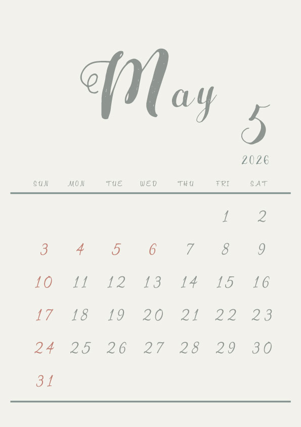 2026年令和8年シンプルでおしゃれなカレンダー年間カレンダー