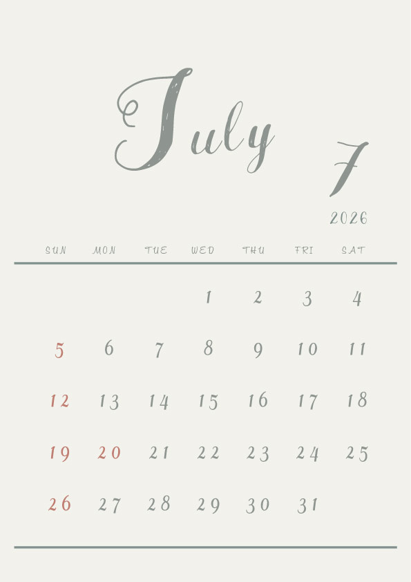 2026年令和8年シンプルでおしゃれなカレンダー年間カレンダー