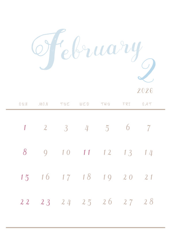 2026年令和8年シンプルでおしゃれなカレンダー年間カレンダー