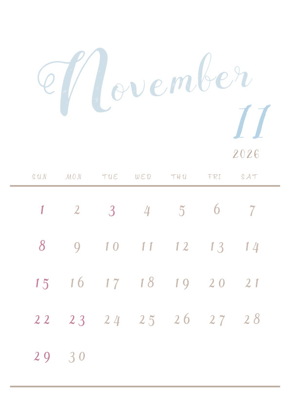 2026年令和8年シンプルでおしゃれなカレンダー年間カレンダー