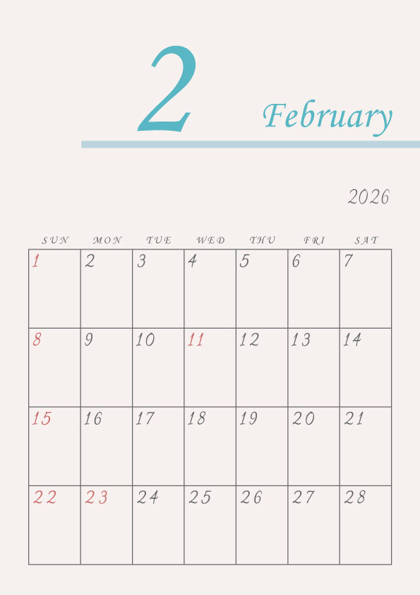 2026年令和8年年間カレンダーシンプルでおしゃれなカレンダー