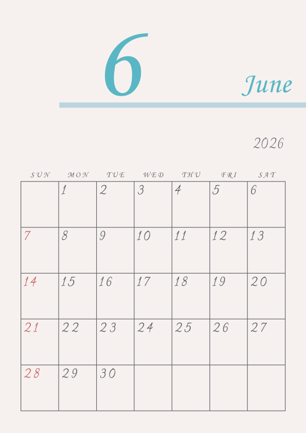 2026年令和8年年間カレンダーシンプルでおしゃれなカレンダー