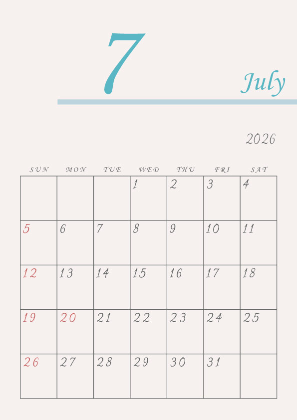 2026年令和8年年間カレンダーシンプルでおしゃれなカレンダー