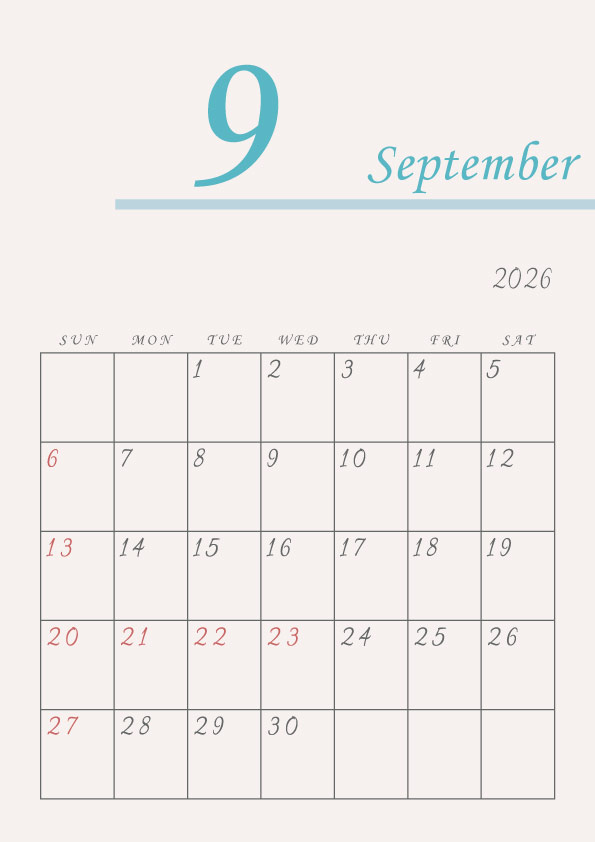 2026年令和8年年間カレンダーシンプルでおしゃれなカレンダー