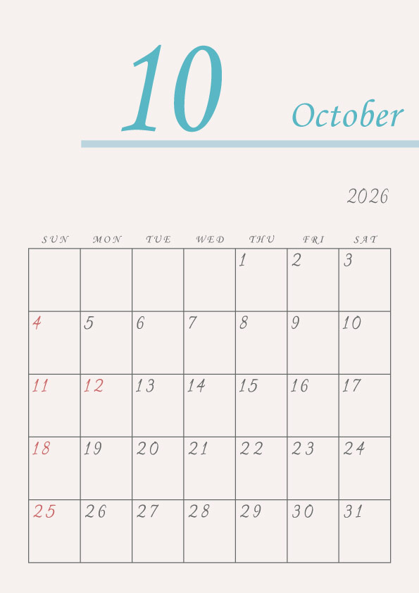 2026年令和8年年間カレンダーシンプルでおしゃれなカレンダー