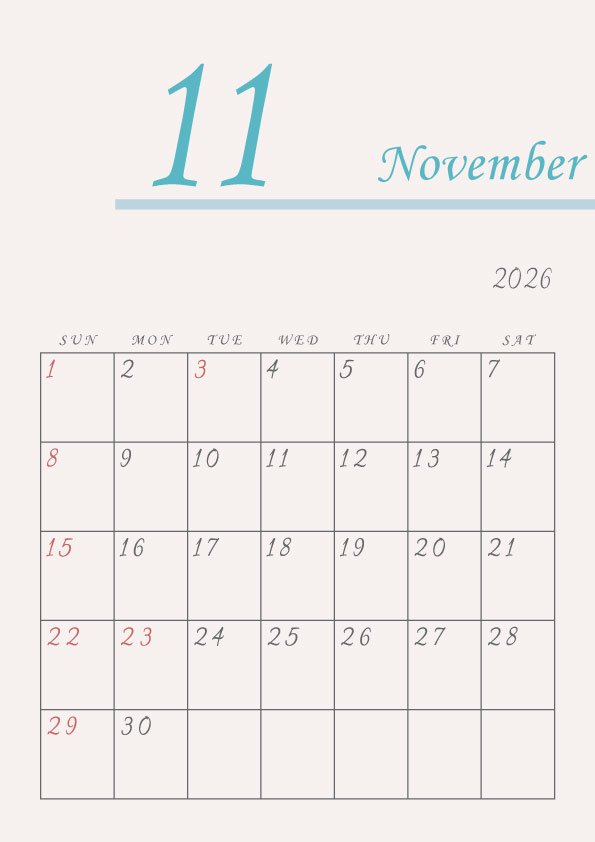 2026年令和8年年間カレンダーシンプルでおしゃれなカレンダー