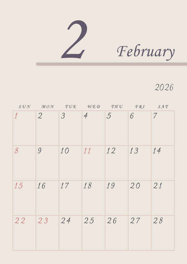 2026年令和8年年間カレンダーシンプルでおしゃれなカレンダー