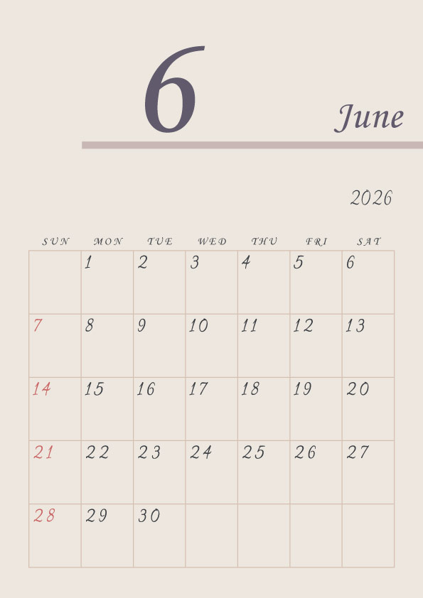 2026年令和8年年間カレンダーシンプルでおしゃれなカレンダー