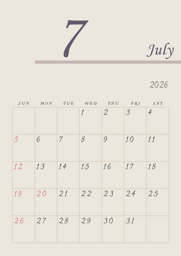 2026年令和8年年間カレンダーシンプルでおしゃれなカレンダー